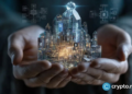 Nasdaq stock exchange building with blockchain trading concept